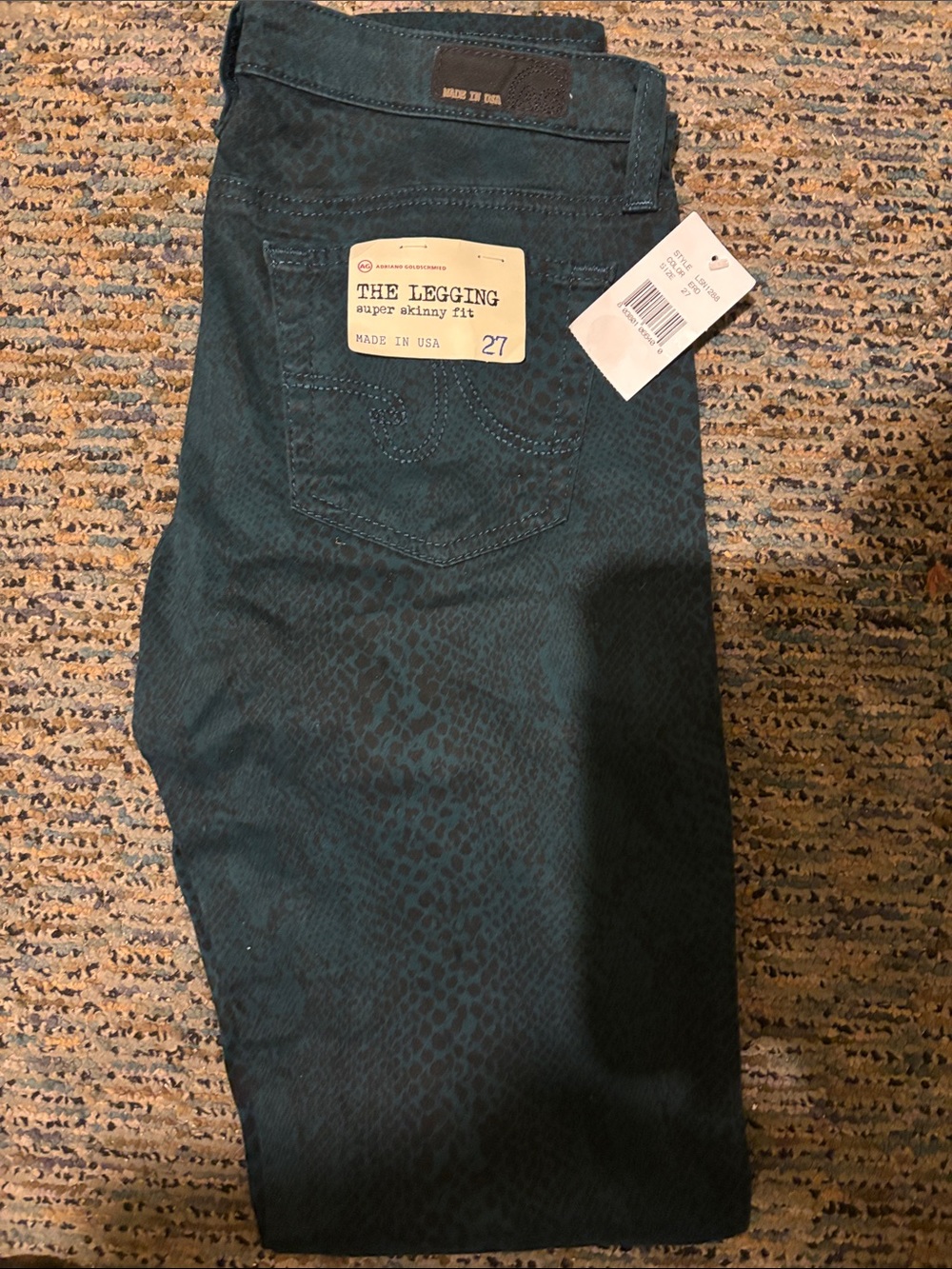Ag Adriano Goldschmied The Legging Super Skinny Pants - Teal Size 27